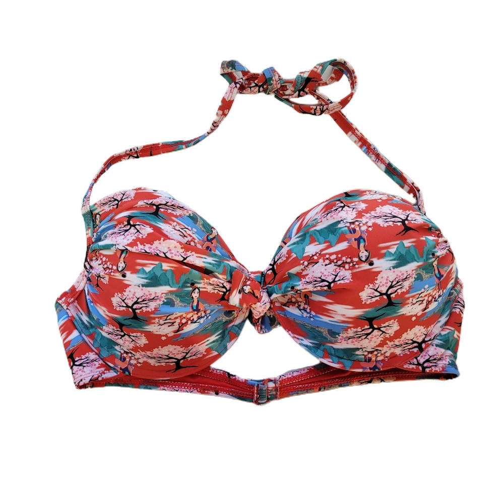 Disney Mulan Bikini Top Size XXL Large Adjustable Princess Red EUC